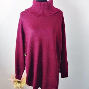Lety & Me Maroon turtle neck Sweater button side design Size 2X